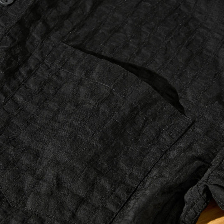 Buddha Stones Summer Solid Breathable Men's Buttons Short Sleeve Tencel Shirt - image 26