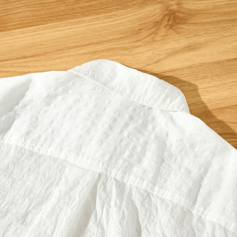 Buddha Stones Summer Solid Breathable Men's Buttons Short Sleeve Tencel Shirt - image 15