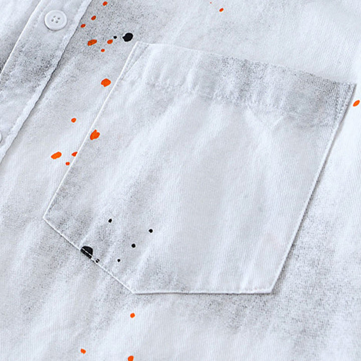 Buddha Stones Summer Ink Splashing Color Men's Button Short Sleeve Cotton Shirt - image 13