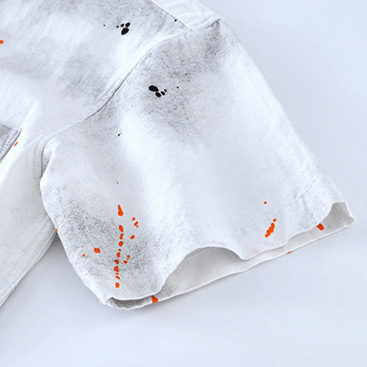 Buddha Stones Summer Ink Splashing Color Men's Button Short Sleeve Cotton Shirt - image 15