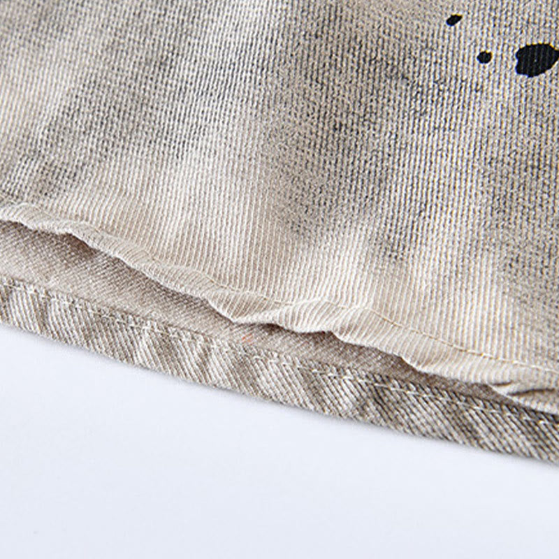 Buddha Stones Summer Ink Splashing Color Men's Button Short Sleeve Cotton Shirt - image 8