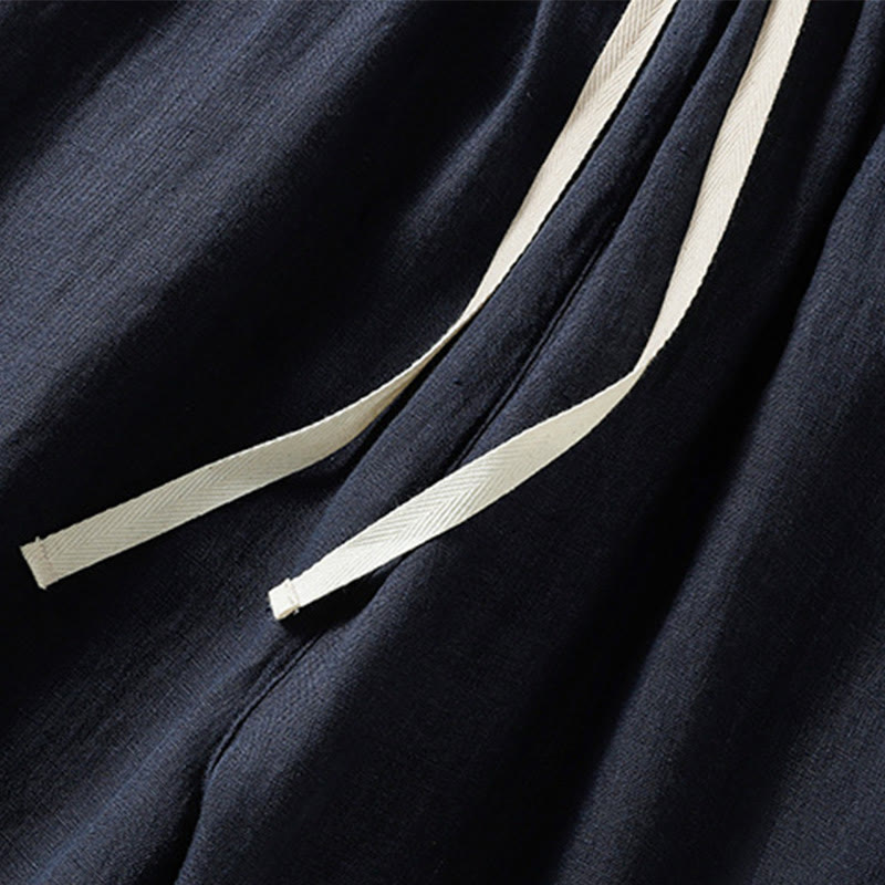 Buddha Stones Casual Plain Drawstring Design Women's Cotton 7-8 Length Pants With Pockets - image 4