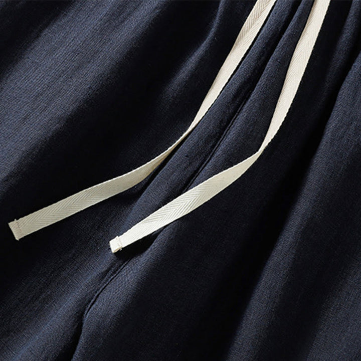 Buddha Stones Casual Plain Drawstring Design Women's Cotton 7-8 Length Pants With Pockets - image 4