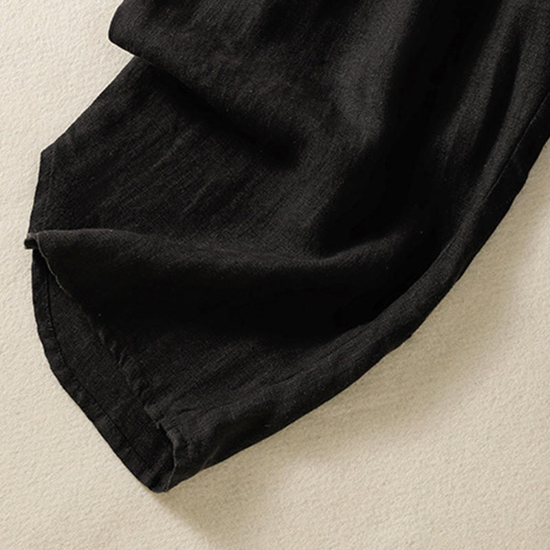 Buddha Stones Casual Plain Drawstring Design Women's Cotton 7-8 Length Pants With Pockets - image 19