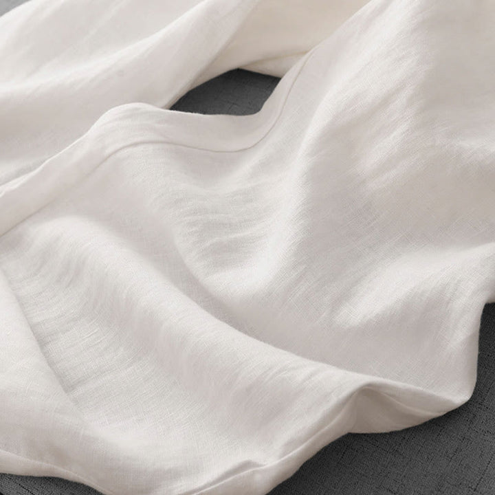 Buddha Stones Casual High Waist Ruffled Drawstring Design Women's Wide Leg Cotton Pants With Pockets - image 15