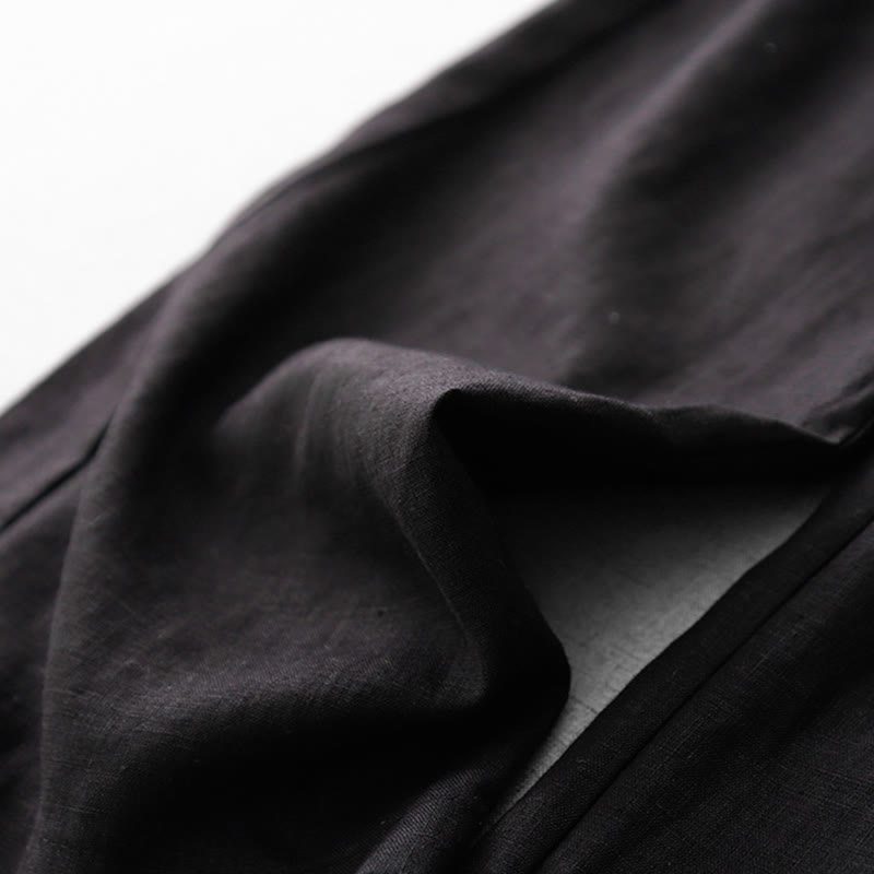 Buddha Stones Casual High Waist Ruffled Drawstring Design Women's Wide Leg Cotton Pants With Pockets - image 22