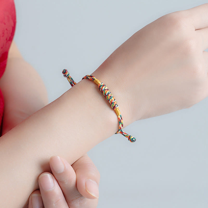Buddha Stones Handmade Braided Red String Happy Knot Flat Knot Colorful Rope Bracelet - image 13