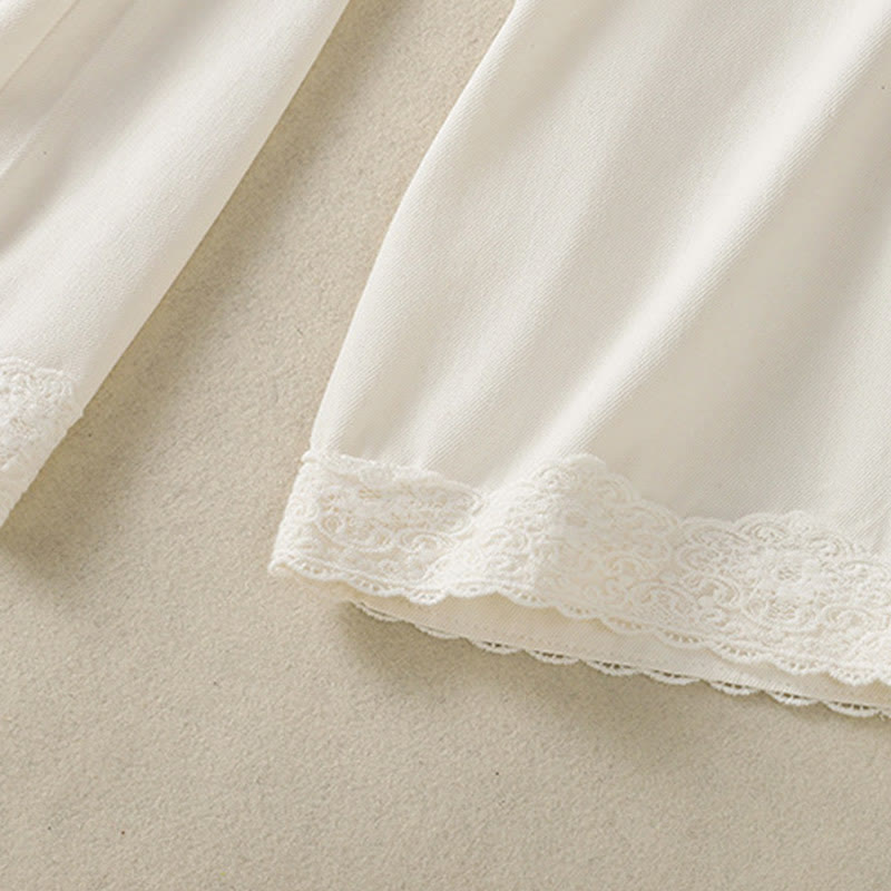 Buddha Stones Casual Lace Patchwork Design High Waist Women's Wide Leg Ankle-Length Pants With Pockets Zipper - image 6