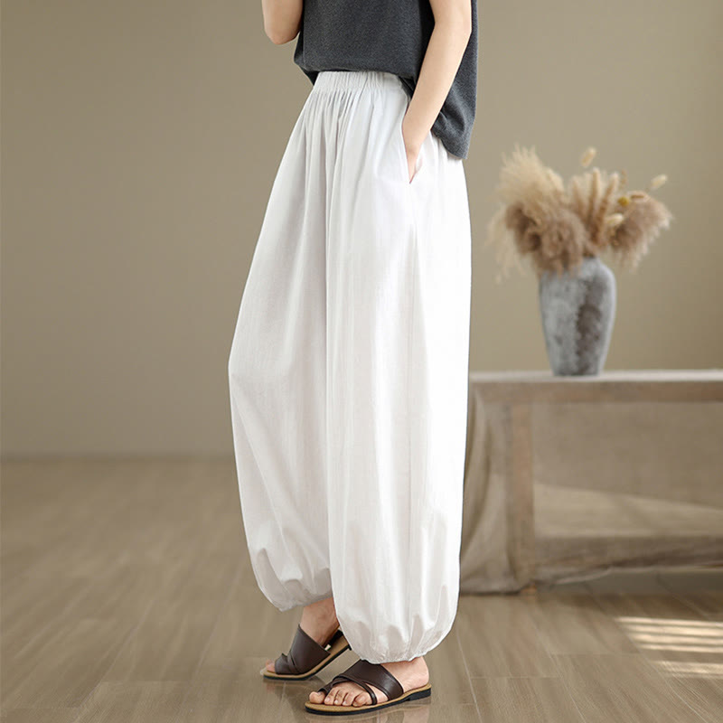 Buddha Stones Commute Summer Plain Women's Cotton Bloomers Pants With Pockets - image 10