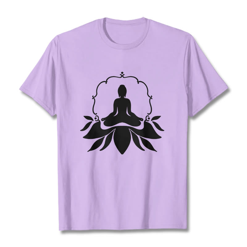 Buddha Stones Meditating Buddha Seated on Grass Tee T-shirt - Plum - 2XL - image 17