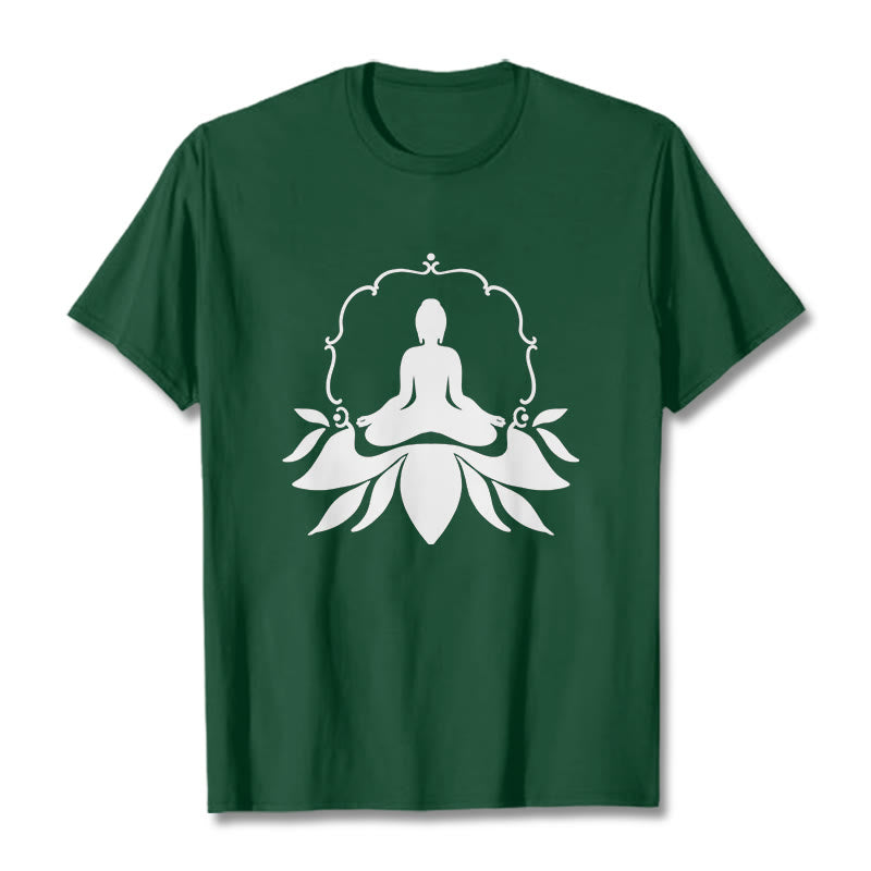 Buddha Stones Meditating Buddha Seated on Grass Tee T-shirt - ForestGreen - 2XL - image 11