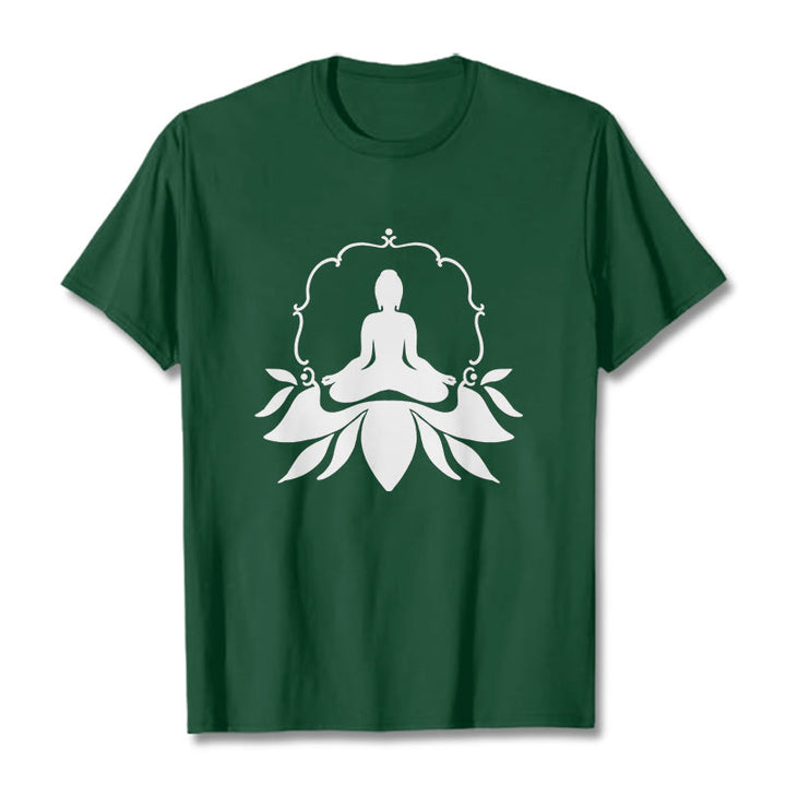 Buddha Stones Meditating Buddha Seated on Grass Tee T-shirt - ForestGreen - 2XL - image 11