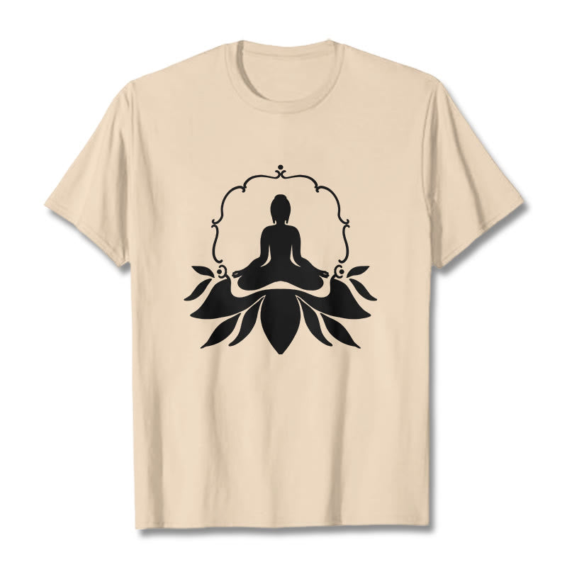 Buddha Stones Meditating Buddha Seated on Grass Tee T-shirt - Bisque - 2XL - image 9