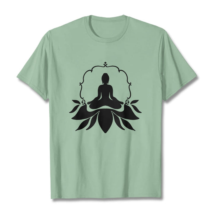 Buddha Stones Meditating Buddha Seated on Grass Tee T-shirt - PaleGreen - 2XL - image 15