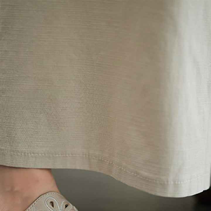 Buddha Stones 2Pcs Casual Solid Color Button Design Half Sleeve Shirt Wide Leg Pants With Pockets Cotton Zen Clothing Women's Set - image 28