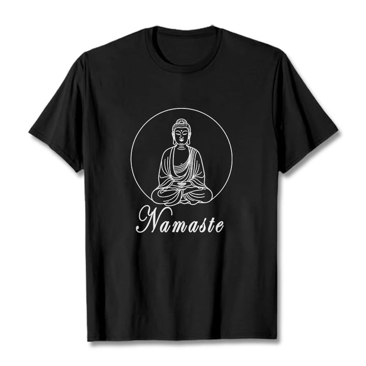 Buddha Stones NAMASTE Buddha Meditating Tee T-shirt - Black - 2XL - image 1