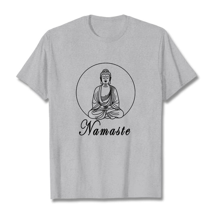 Buddha Stones NAMASTE Buddha Meditating Tee T-shirt - LightGrey - 2XL - image 20