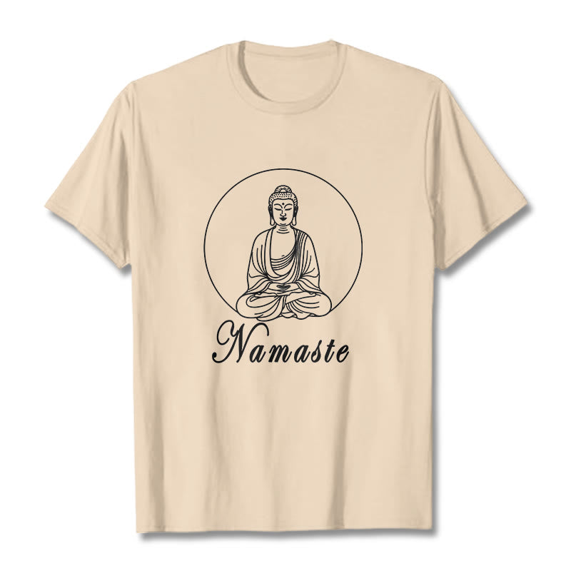 Buddha Stones NAMASTE Buddha Meditating Tee T-shirt - Bisque - 2XL - image 9