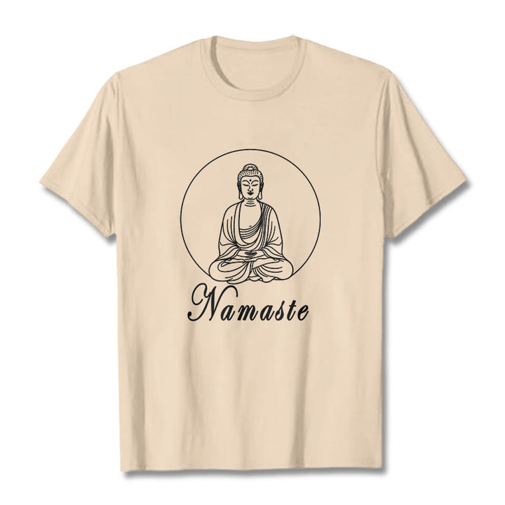 Buddha Stones NAMASTE Buddha Meditating Tee T-shirt - Bisque - 2XL - image 9