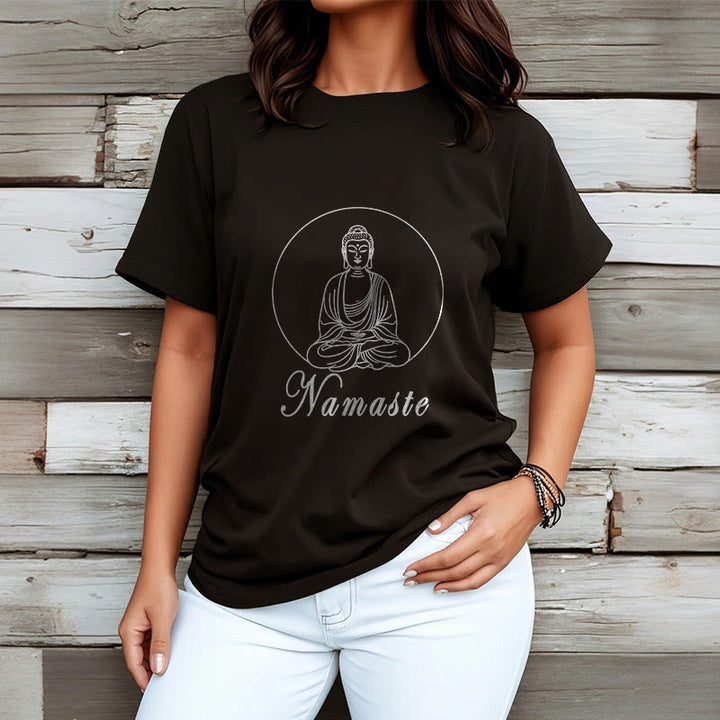 Buddha Stones NAMASTE Buddha Meditating Tee T-shirt - image 3