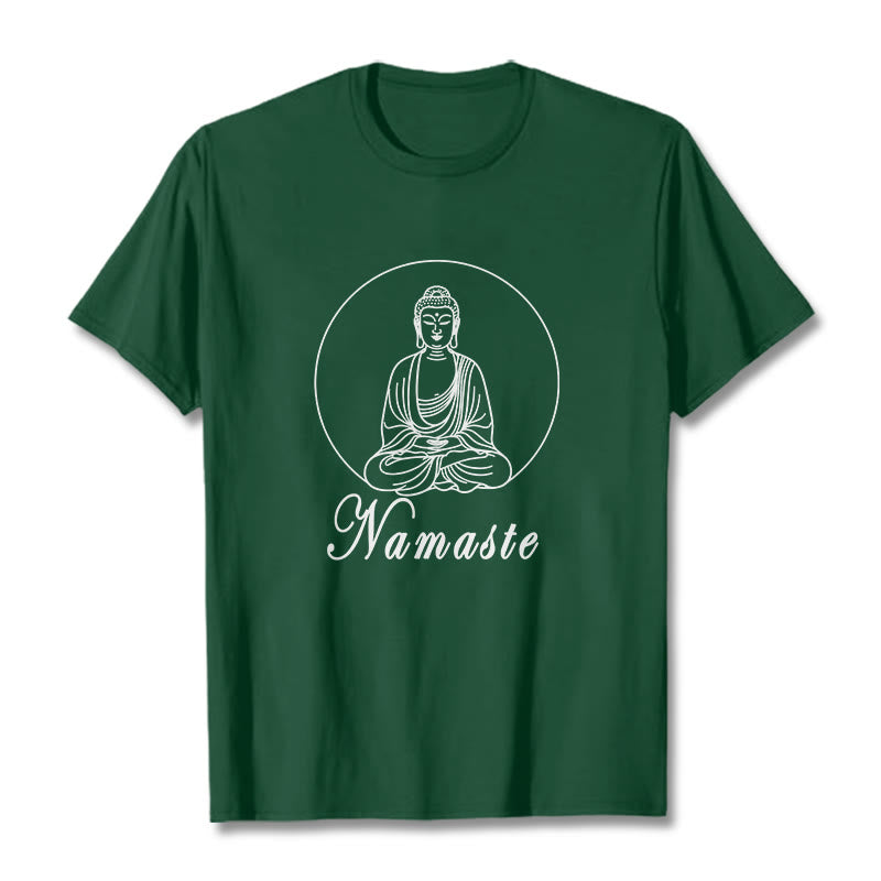Buddha Stones NAMASTE Buddha Meditating Tee T-shirt - ForestGreen - 2XL - image 11