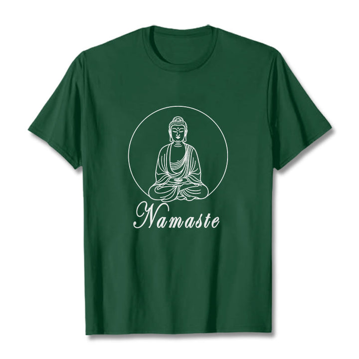 Buddha Stones NAMASTE Buddha Meditating Tee T-shirt - ForestGreen - 2XL - image 11