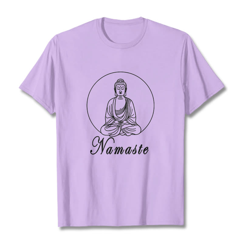 Buddha Stones NAMASTE Buddha Meditating Tee T-shirt - Plum - 2XL - image 17