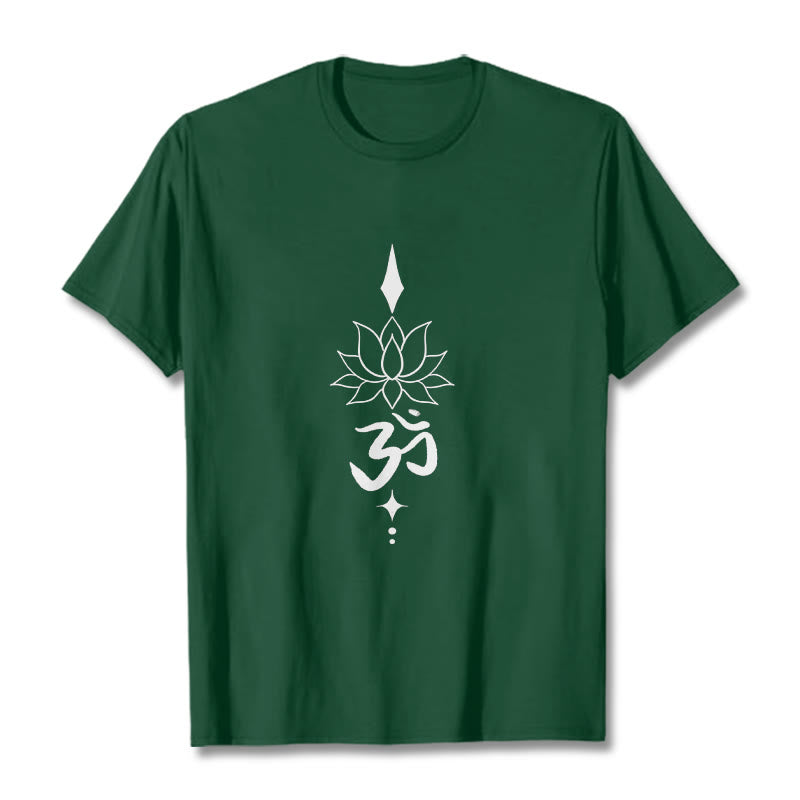 Buddha Stones Om Symbol Lotus Tee T-shirt - ForestGreen - 2XL - image 6