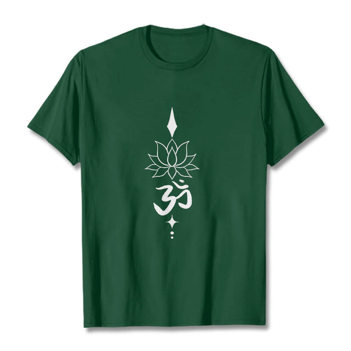 Buddha Stones Om Symbol Lotus Tee T-shirt - ForestGreen - 2XL - image 6