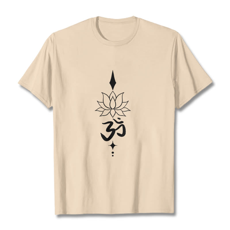 Buddha Stones Om Symbol Lotus Tee T-shirt - Bisque - 2XL - image 12