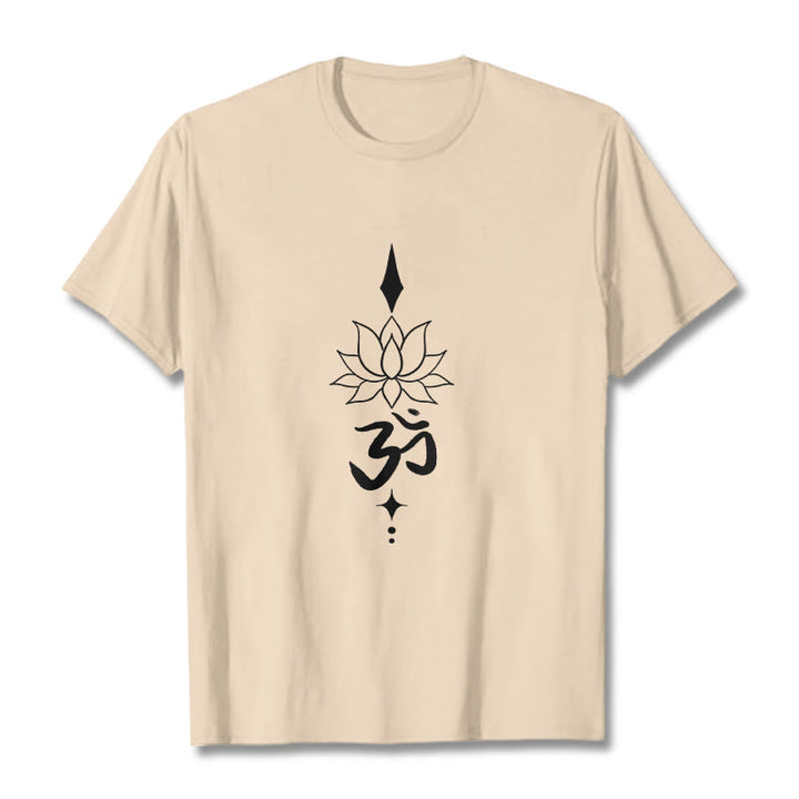 Buddha Stones Om Symbol Lotus Tee T-shirt - Bisque - 2XL - image 12