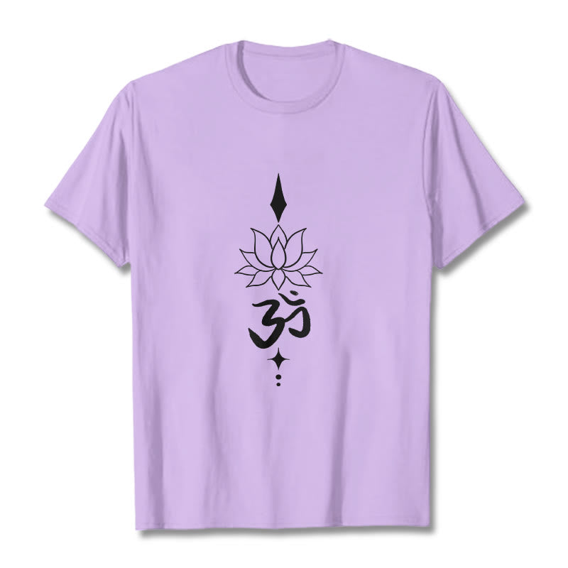 Buddha Stones Om Symbol Lotus Tee T-shirt - Plum - 2XL - image 17
