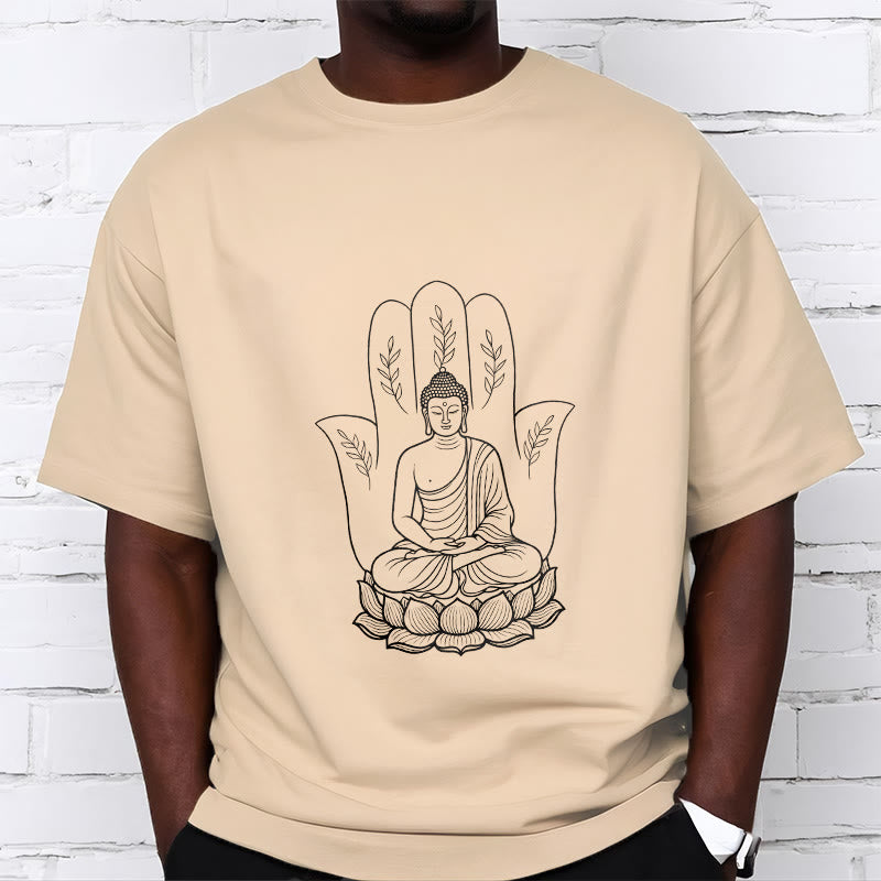 Buddha Stones Meditating Buddha Seated Hand Leaves Lotus Base Tee T-shirt - image 10