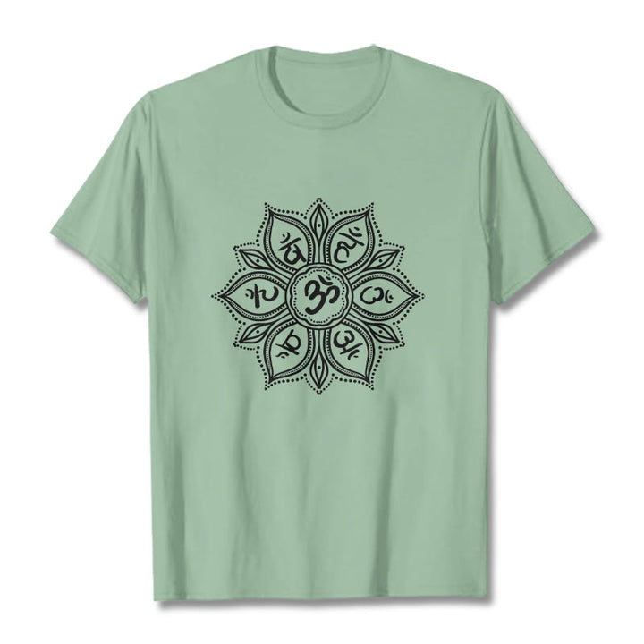 Buddha Stones Mandala Flower Om Mani Padme Hum Mantra Tee T-shirt - PaleGreen - 2XL - image 15