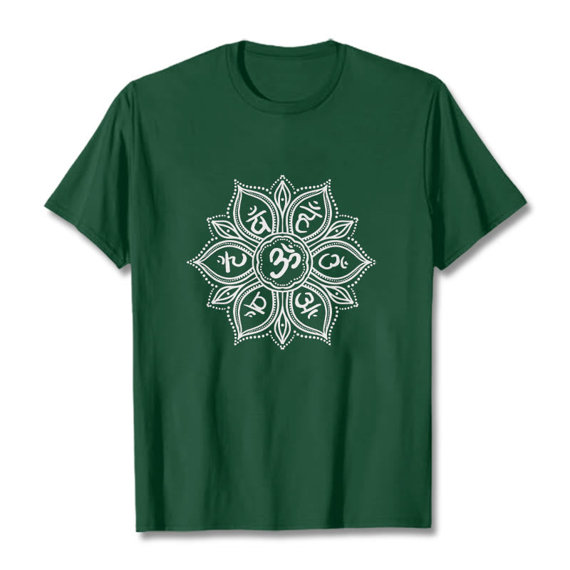 Buddha Stones Mandala Flower Om Mani Padme Hum Mantra Tee T-shirt - ForestGreen - 2XL - image 1