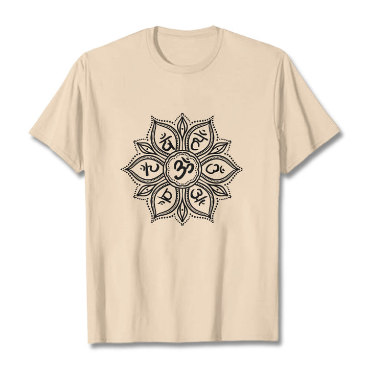 Buddha Stones Mandala Flower Om Mani Padme Hum Mantra Tee T-shirt - Bisque - 2XL - image 11