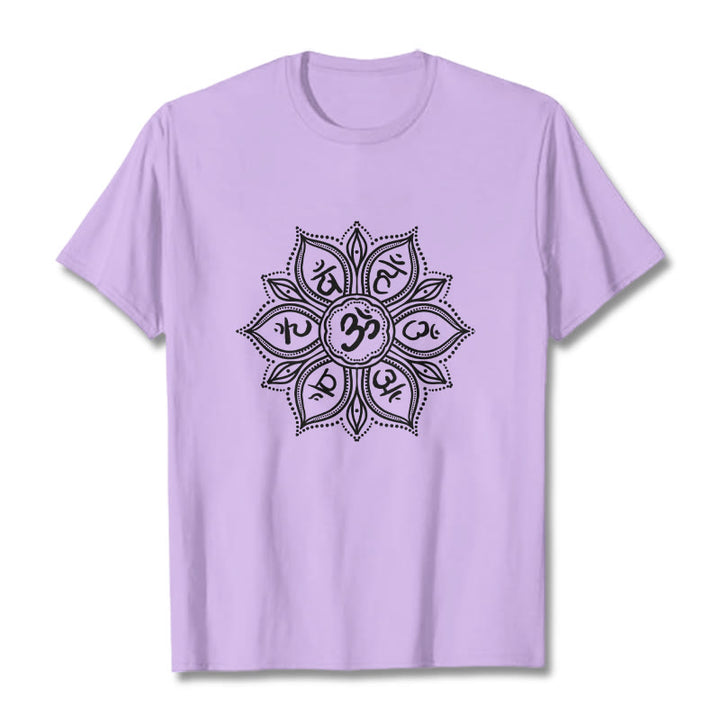 Buddha Stones Mandala Flower Om Mani Padme Hum Mantra Tee T-shirt - Plum - 2XL - image 17