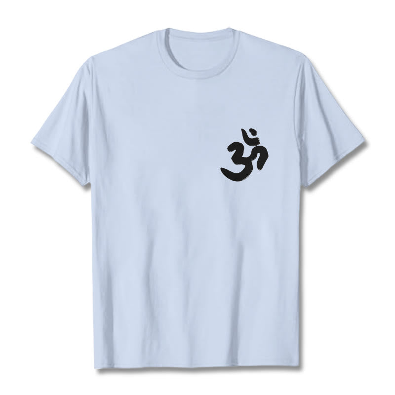 Buddha Stones Om Symbol Sanskrit Tee T-shirt - LightCyan - 2XL - image 14