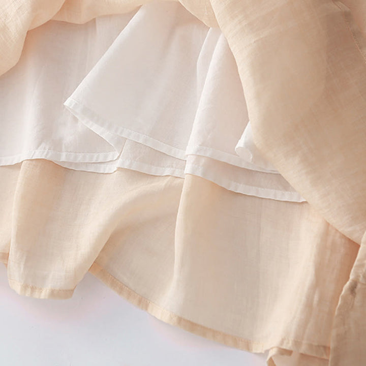 Buddha Stones Embroidery Buttons Design Long Sleeve Cotton Linen Midi Dress With Pockets - image 11