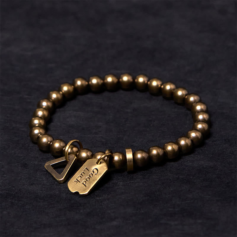 Buddha Stones "Wishing You Good Luck Always" Pure Copper Brass Bracelet Includes Gift Message Card - image 1
