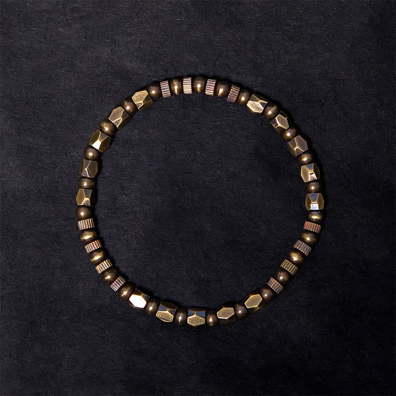 Buddha Stones Retro Distressed Irregular Design Copper Brass Luck Bracelet