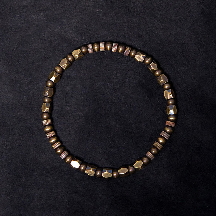 Buddha Stones Retro Distressed Irregular Design Copper Brass Luck Bracelet