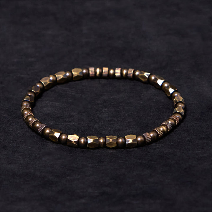 Buddha Stones Retro Distressed Irregular Design Copper Brass Luck Bracelet