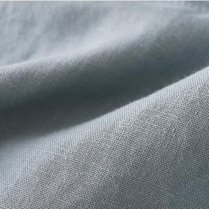 Buddha Stones Buttons Design Plain Long Sleeve Stand Collar Cotton Linen Midi Dress With Pockets - image 5