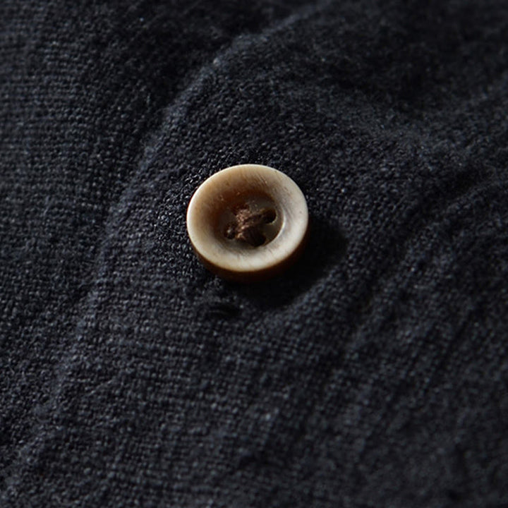 Buddha Stones Solid Color Men's Buttons Long Sleeve Cotton Linen Shirt With Pockets - image 11