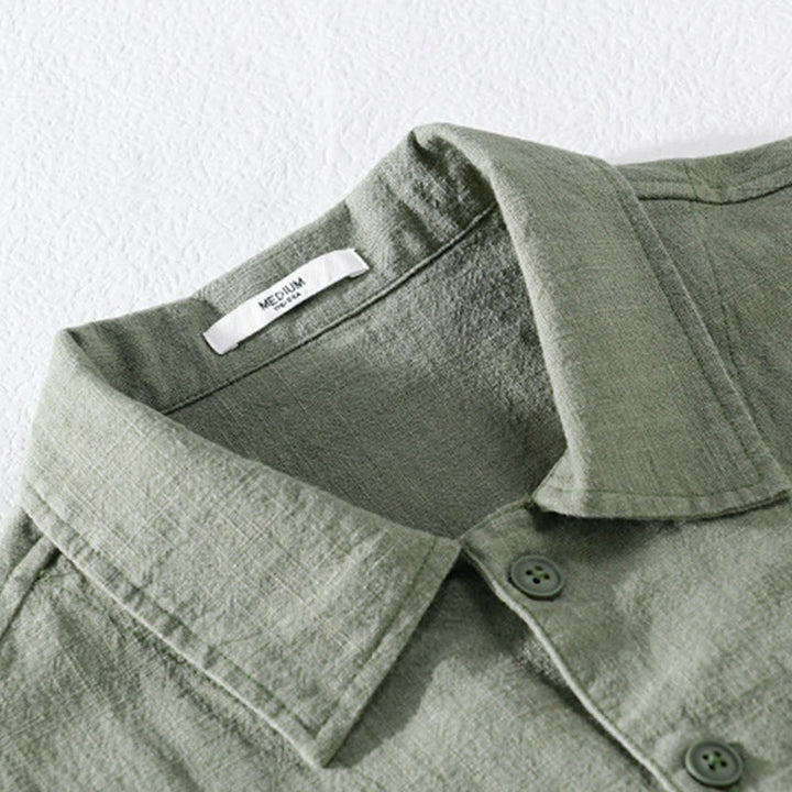 Buddha Stones Commute Fall Solid Color Lapel Men's Long Sleeve Cotton Linen Shirt With Pocket - image 21