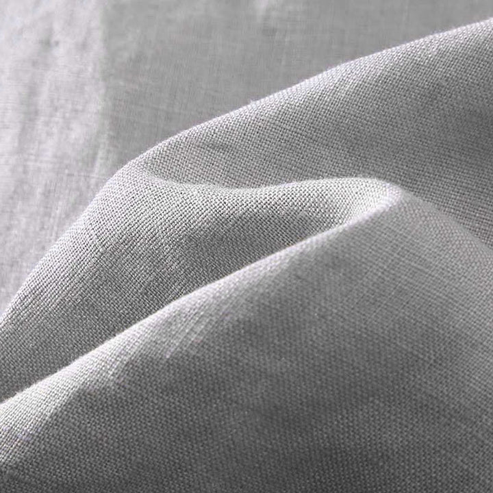 Buddha Stones Crew Neck Simple Design Men's Short Sleeve Linen Shirt With Pocket - image 6