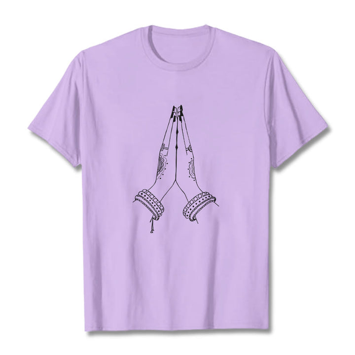 Buddha Stones Put Hands Together Prayer Design Tee T-shirt - Plum - 2XL - image 17