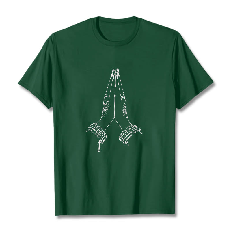 Buddha Stones Put Hands Together Prayer Design Tee T-shirt - ForestGreen - 2XL - image 1