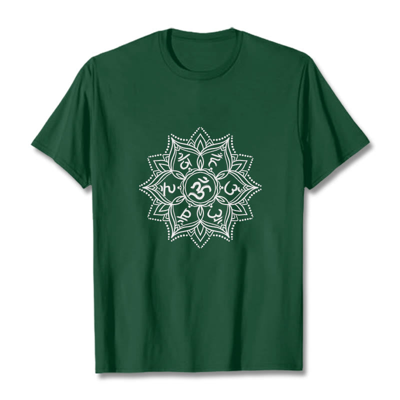 Buddha Stones Mandala Flower Om Mani Padme Hum Sanskrit Mantra Tee T-shirt - ForestGreen - 2XL - image 5